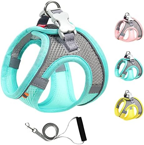 Mitili Dog Harness with Leash Set, No Pull Dogs Vest Harnesses Step-in Air Reflective Adjustable Breathable Mesh Cat Harness fit Small Medium Puppy Pet Cats (S(Chest:11-13"-Fit Cats), Green)