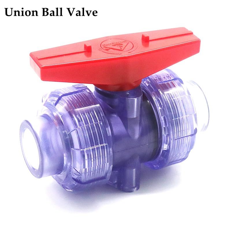 Zawór kulowy PVC z gwintowanym zamknięciem, Przezroczyste złącza PCV 20-50 mm Trójnik z kulką Sprawdź drenaż akwarium ogrodowego(Union Ball 20MM)
