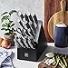 HENCKELS Modernist 20-Piece Self-Sharpening Knife Set with Block, Chef's, Paring, Utility, Bread, Steak Knives, Black, Stainless Steel