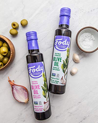 Fody Foods Vegan Extra Virgin Olive Oil | Italian Made Shallot Infused | Low FODMAP Certified | Gut Friendly | IBS Friendly Kitchen Staple | Gluten Free Non GMO