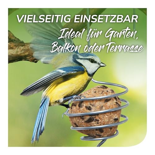 bellissa Vogelfutterspender Meisenknödelhalter Stahl verzinkt 2er Set - Hochwertiger Futterspender spiralförmig zum Aufhängen - Futterstation Vogelfutter für Meisen & andere Vögel