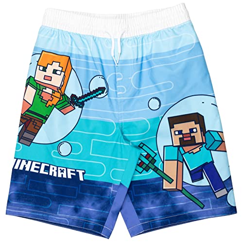 Minecraft Zombie Creeper Alex Steve Rash Guard and Swim Trunks Outfit Set Little Kid to Big Kid4