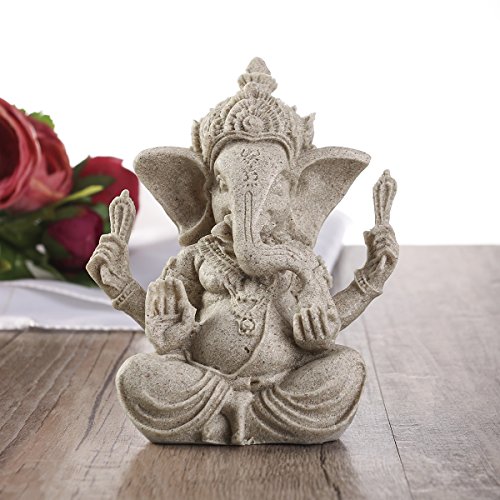 image for rosenice Elephant Statue Sculpture Sandstone Ganesha Buddha Handmade F