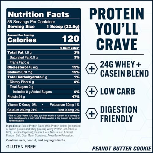 Image of PEScience Select Protein Powder, Whey and Casein Blend, Lean Protein Powder for Women and Men, Low Calorie, Low Carb, Keto Friendly, Gluten Free, Peanut Butter Cookie - 55 Servings
