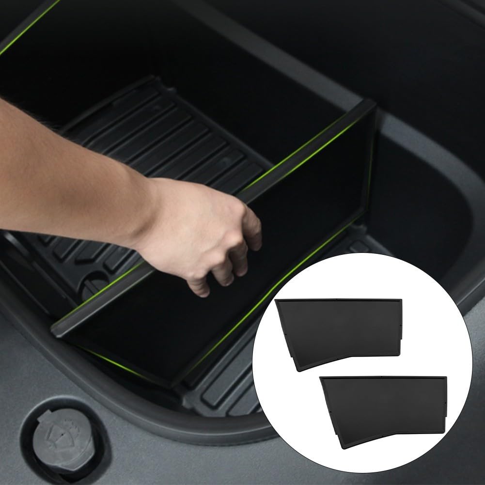 Divisorio portaoggetti per bagagliaio anteriore per Tesla Model Y Juniper 2025 | Inserto divisorio per organizer Frunk | Materiale ABS duraturo | Nero | Per una facile installazione | Organizzato