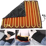 Makitsu ホットマット USB 電気マット 10秒速暖 日本製炭素繊維ヒーター採用 ウォームパッド ハンドウォーマー ミニホットカーペット ヒーターマット 40×45cm 温度3段階調整 軽量 コンパクト 電気毛布 電気ひざ掛け 省エネ キャンプ 車中泊 携帯 防寒グッズ 収納袋付き (ブラック)