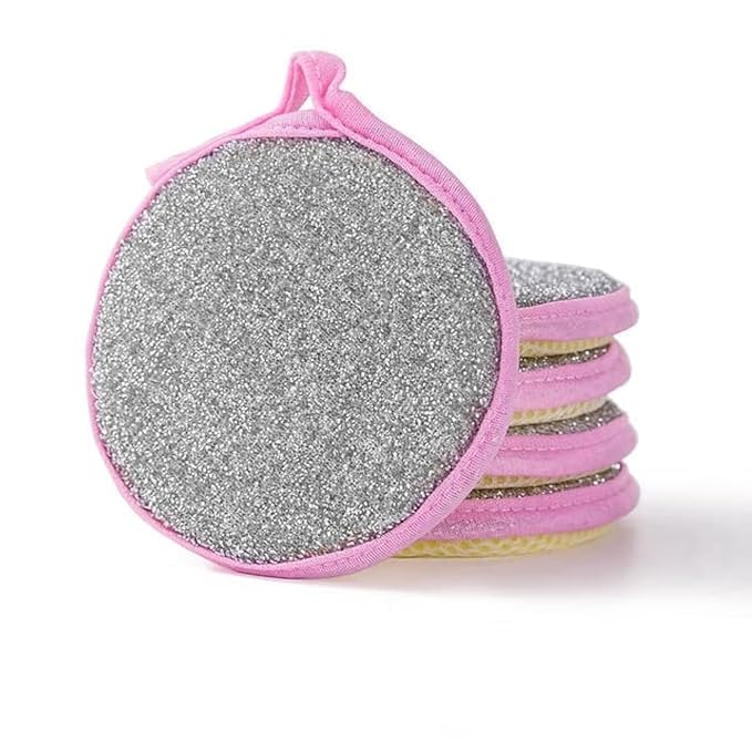 Makeup Remover Pads, Reusable, Pink and Silver Glitter, Round Shape, Set of 5-image-11
