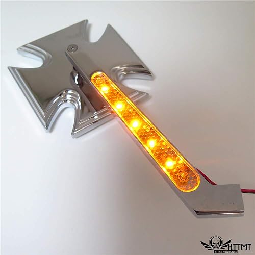 Miniatura 9 de HTTMT - MT204+TTT003- Retrovisor LED de señal de giro de la motocicleta Espejos cruzados malteses compatibles con H-D Springer