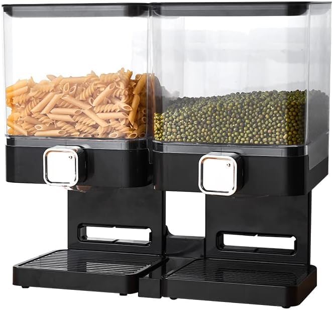 Cereal Dispenser, Large Capacity 2.6 gal (7.4 L), 2 Layers, Stylish, Dry Food Dispenser, Dog Food Storage, Food Storage Container, Storage Container, Kitchen Counter, Long Lasting Freshness,