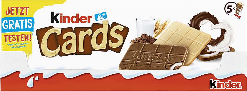 kinder Cards - 20 Einzelpackungen mit je 10 knusprigen Waffeln, cremiger Milch- und Kakaofüllung und Kekswaffel mit kinder-Schokolade-Geschmack