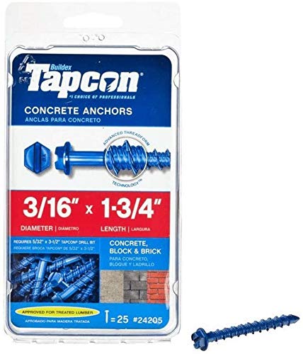 3/16 in. x 1-3/4 in. Climaseal Steel Hex-Washer-Head Concrete Anchors (25-Pack)