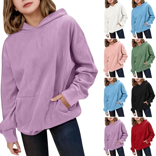 Cute Hoodies for Teen Girls Fall Winter Boys Long Sleeve Shirts Pullover Casual Corduroy Hoodie with Pockets
