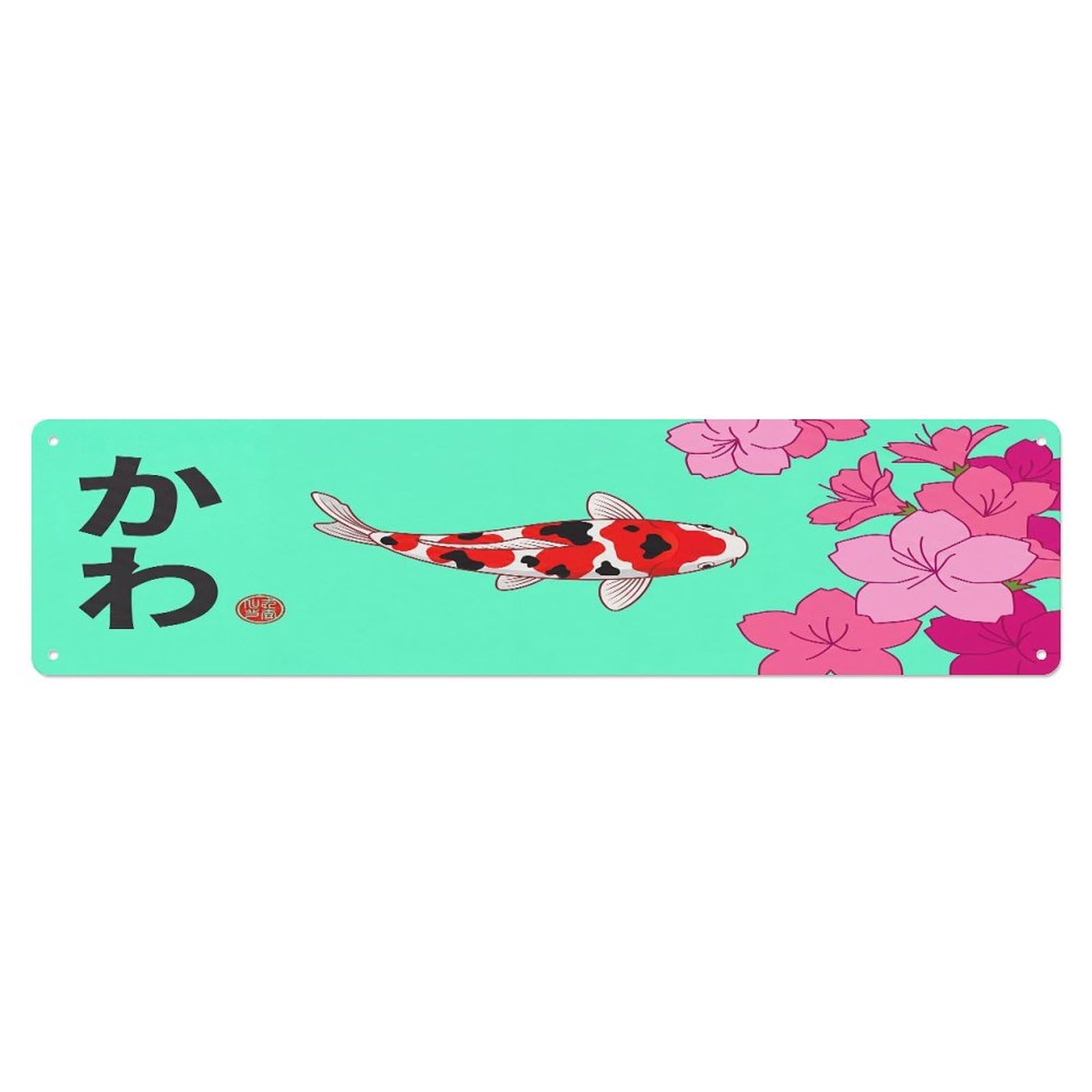 Xanthor Style Metal Tin Sign Vintage Koi Fish Japanese Flowing