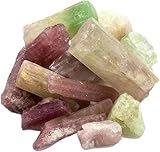 KALIFANO Bicolor Tourmaline Bundle with Calming and Purification Energy - Rare Brazilian Watermelon Rubellite Turmalina Reiki Healing Crystal (Information Card Included)