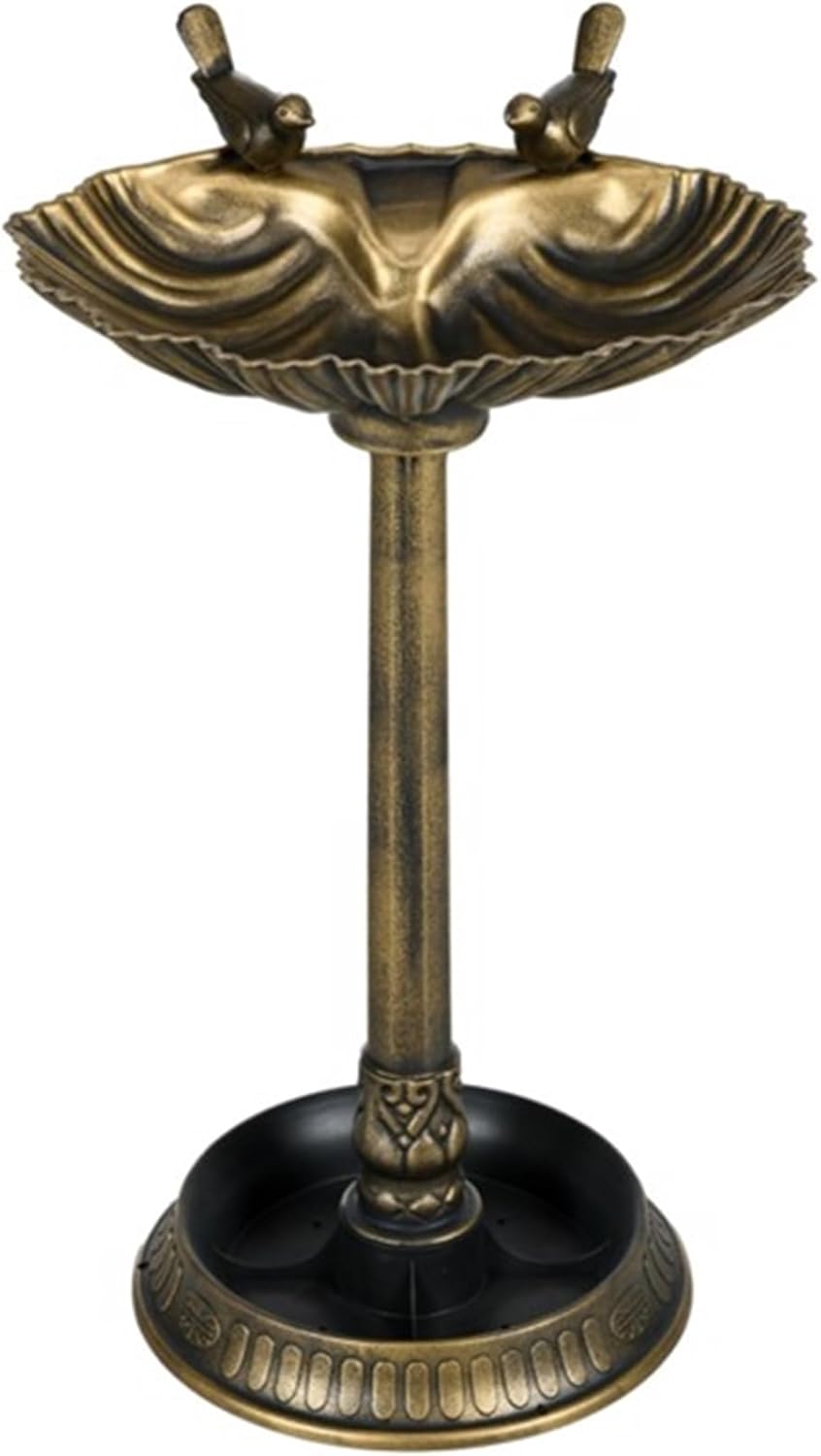 Pillar Double Bowl Bird Bath, Feeder, can be Used as a Flower Pot, Bird Bowl, pet Feeder, pet Supplies, Bronze