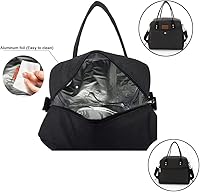 Vista 4 de Bolsa de almuerzo para mujer, aislada, impermeable, con correa de hombro ajustable, color negro