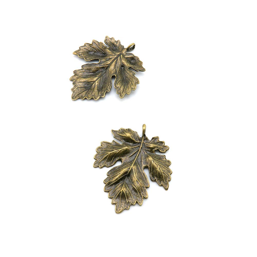 Price per 100 Pieces Antique Bronze Tone Jewelry Charms Findings Arts Crafts Beading Making Charmes I6AZ6X Life String Oak Big Leaf