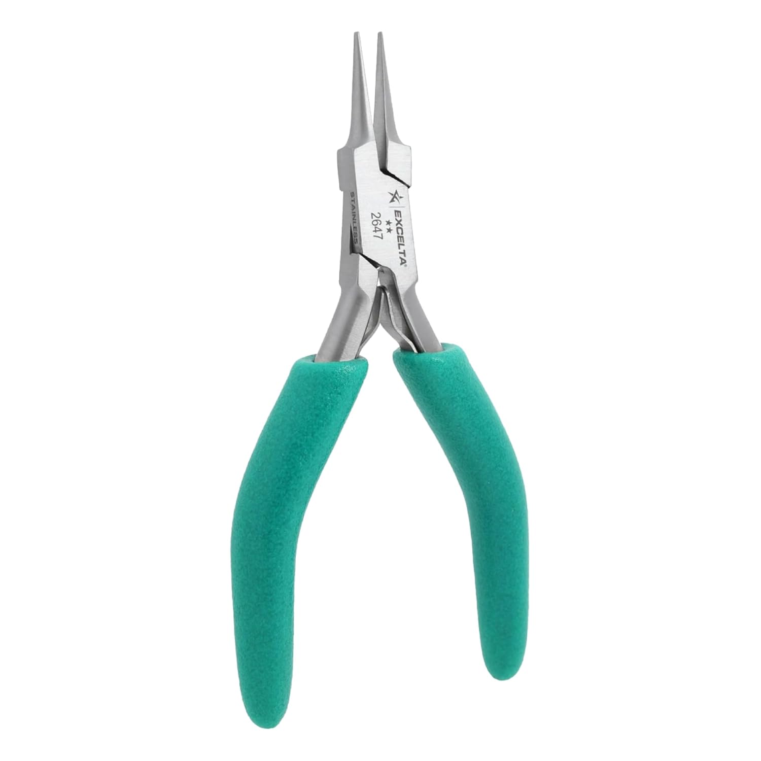Excelta Precision Stainless Steel Needle Nose Pliers, 4.75 Inch, Cushioned Anti-Static Grip, Rust-Resistant, For Jewelry Making, Electronics Repair, Model Building, Beading, and Detailed Craft Work