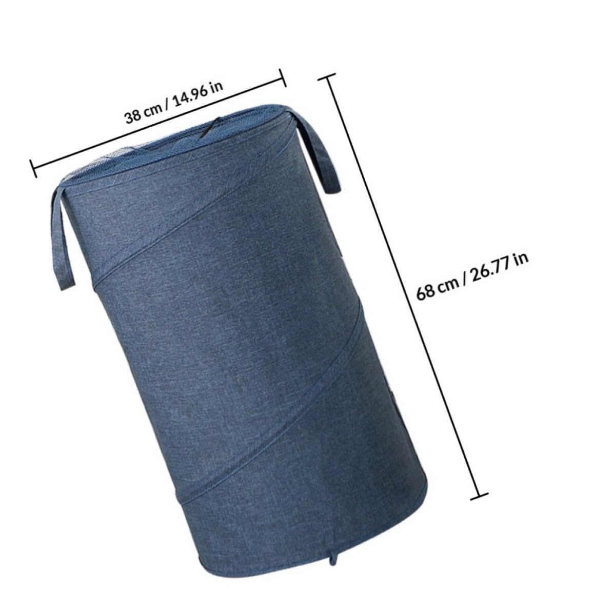 Großer Faltbarer Wäschekorb mit Rollen, Oxford Gewebe, 38x68 Cm, Blau