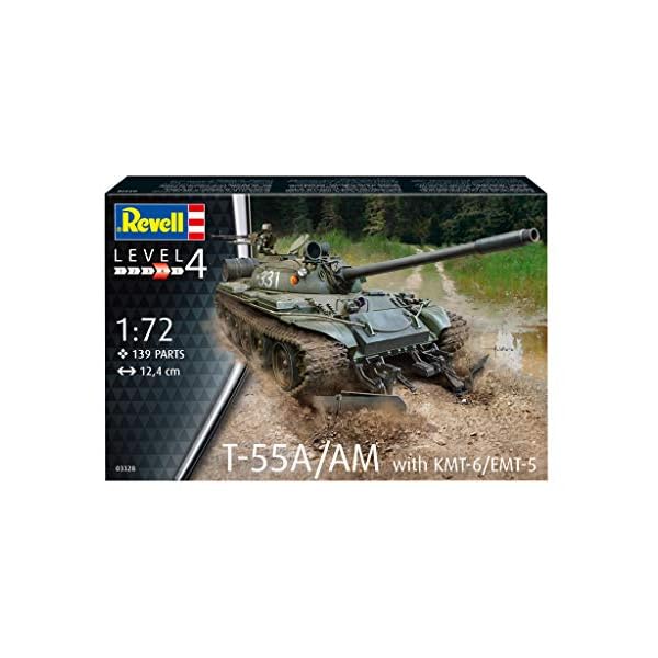 Revell RV03328 T-55A/AM with KMT-6/EMT-5, Panzermodellbausatz 1:72, 12,4 cm Modelmaking, Unlackiert – Bild 3
