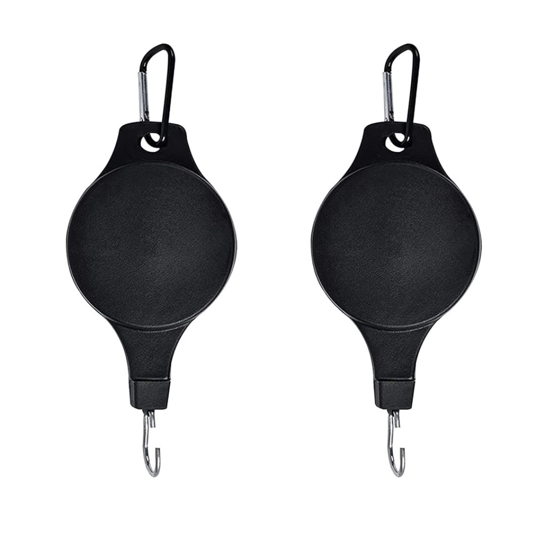 Plant Pulleys for Hanging Plants Plant Pulley Hanger Adjustable Hanging Basket Hook Retractable Ceiling Hooks Black 2PCS