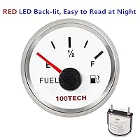 Vista 4 de 100TECH Medidor de Combustible 0-30 ohms Medidor de Nivel de Combustible Marino Impermeable 52mm 2-1/16"" Medidor de Combustible Diesel
