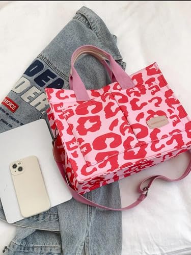 Image of Cherry Tote Bag for Women Canvas Patched Purse Cute Shoulder Bag Multi-Pocket Satchel Handbag for work travel