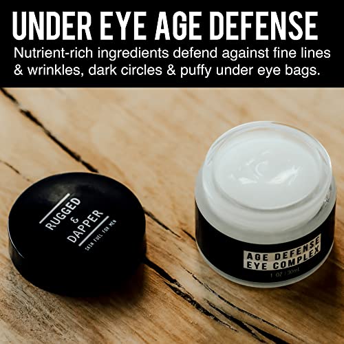 Rugged & Dapper Men's Eye Cream For Dark Circles, Puffiness, Wrinkles & Puffy Eyes, Unscented Gel With Hyaluronic Acid, Vitamin E, Argan Oil, 1 Fl Oz #TOP1