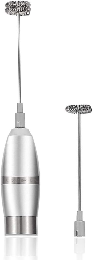 Milk Frother Electric Handheld Foam Maker,Portable Drink Mixer Milk Foamer with 2 Stainless Steel Whisks for Coffee, Latte, Cappuccino, Hot Chocolate (Battery Operated)