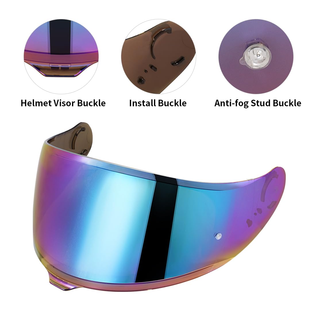 Visiera Casco Moto per GT Air 3 CNS-1C Visiera Casco Integrale Antivento Protezione UV Lente per Visiera per Casco Parti di Ricambio (Arcobaleno)