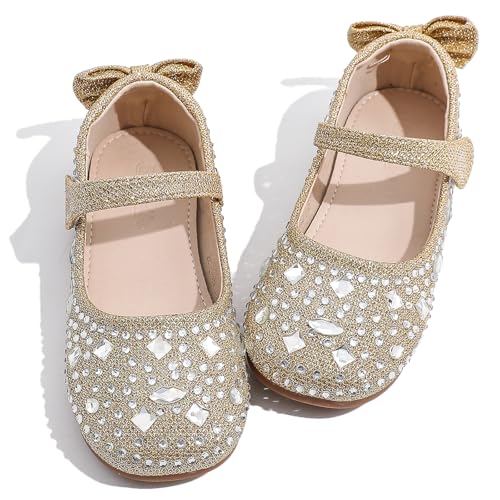 WUIWUIYU Toddler Girls Ballet Flats Shoes Ballerina Bowknot Glittery Rhinestone Mary Jane Princess Dress Shoe for Wedding Party School Birthday3