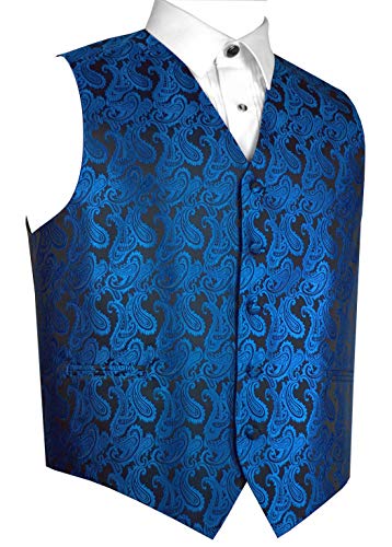 Italian Design Men's Formal Tuxedo Vest in Royal Blue Paisley
