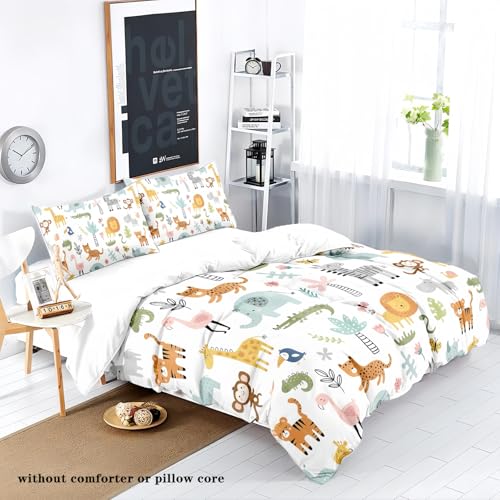 Housse de couette 220x240 microfibre animaux pour lit ado facile à laver