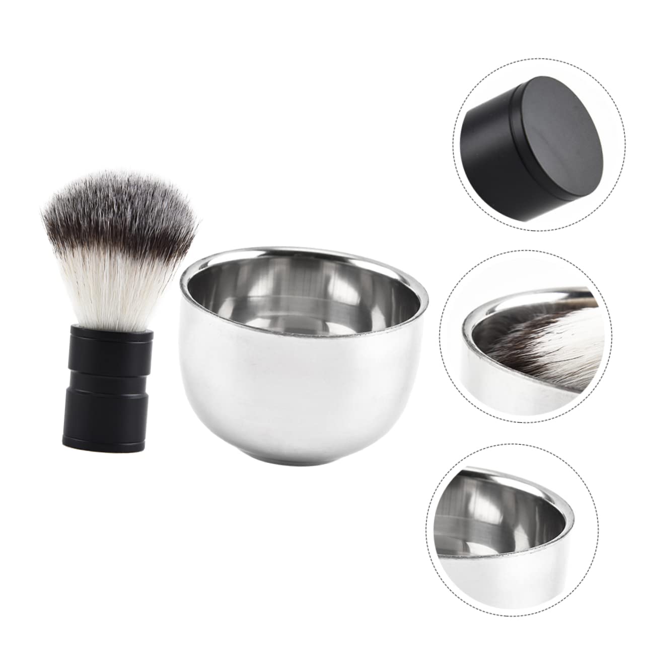 TOVINANNA Pc Men's Shaving Bowl Sets Stainless Steel Shaving Brush Metal Bowl Kit for Gentle Skin Exfoliation