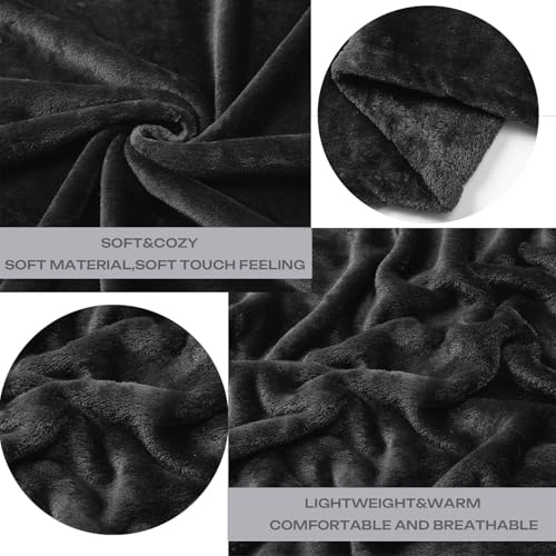 Image of JIAHANNHA Fleece Dark Grey Blanket Throw Blankets for Sofa Couch Bed 280GSM,Super Soft Cozy and Luxury Bed Blanket for All Season Twin Size 60 x x80 inches