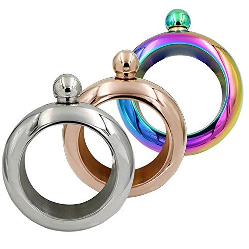 Comfysail 3.5Oz Smooth Stainless Steel Portable Bracelet Hip Flask For Storing Whiskey/Alcohol (Gold) #TOP2