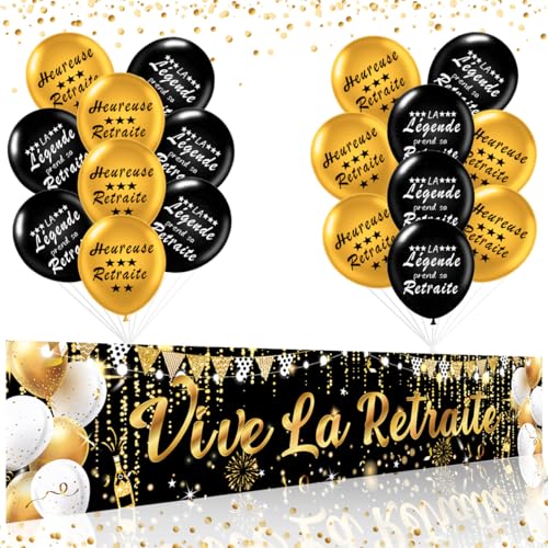 Décoration Vive La Retraite - Banderole et Ballons pour Fête de Retraite
