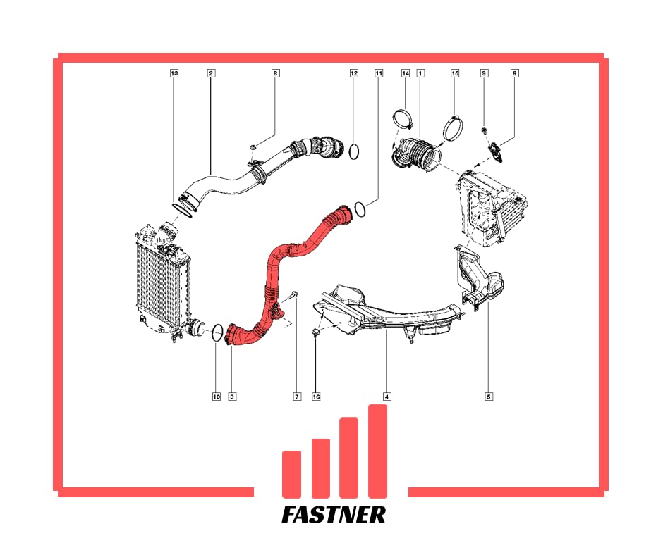 Compatibile con Renault/Nissan Tubo Manicotto Intercooler Aria Turbo Scenic/Megane IV Kadjar 1.5 dCi (2015-), Qashqai II 1.5 dCi (2015-) 14460-00Q1B 144602443R 144608957R 1446000Q1B