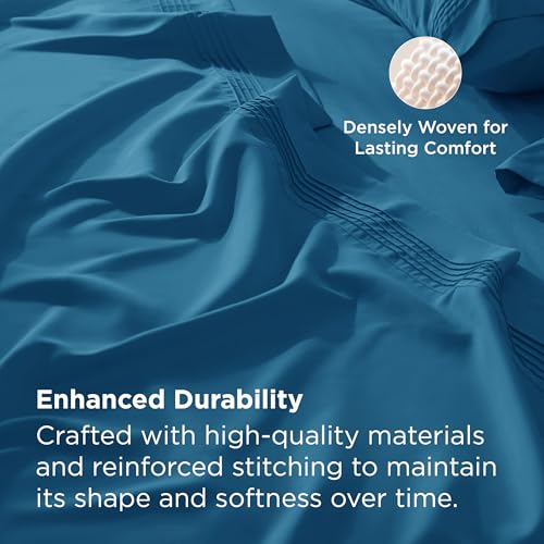 Image of Bedsure Deep Pocket King Sheet Set - Fits Mattresses Up to 21 Inches Thick - 4 Piece GentleSoft Bed Sheets, Moisture Wicking, Soft & Cooling Bedsheet & Pillowcases, Easy & Secure Fit, Teal Blue