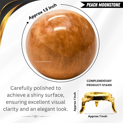 Image of Certified Peach Moonstone Crystal Ball for Meditation - Premium Crystal Vastu Items for Home and Feng Shui Items for Good Luck - Ideal for Pooja Supplies and Spiritual Practices (1.5 inch Inch)
