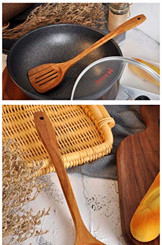 Image of Wooden Slotted Turner Spatula. Long Handle Spatula for cooking.Handmade for Kitchen Cookware (Slotted Turner)