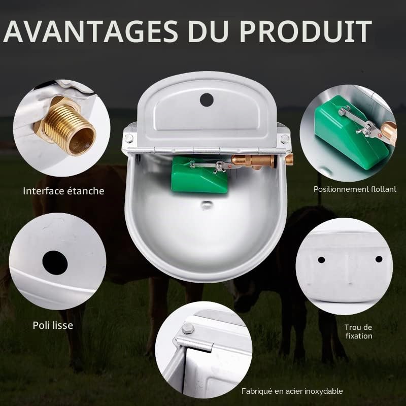 Abreuvoir automatique avec valve flottante en cuivre,Grande capacité,En acier inoxydable,Abreuvoir pour bovins,Abreuvoir automatique pour chien,Gamelle automatique pour cheval