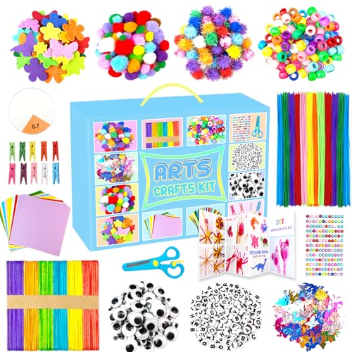 Kit de bricolage enfant de 2000 pièces avec cure-pipes bleus pour loisirs créatifs