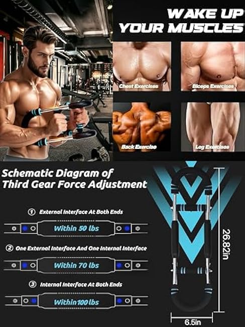 Twister Arm Trainer Arm Shoulder Chest Workout Equipment 30-120lb Adjustable Strength Trainer Chest Trainer for Men and Women Portable Detachable Home Fitness Equipment