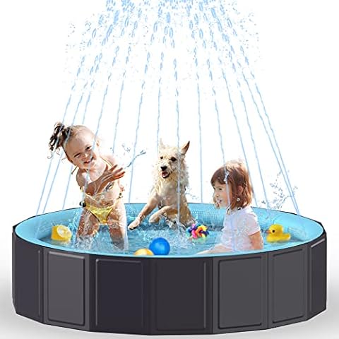 Piscina plegable Rywell para perros con función de rociado de agua Cover