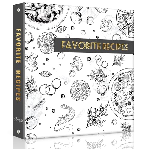 Recipe Binder with Plastic Sleeves, Full Page Cards and Divi