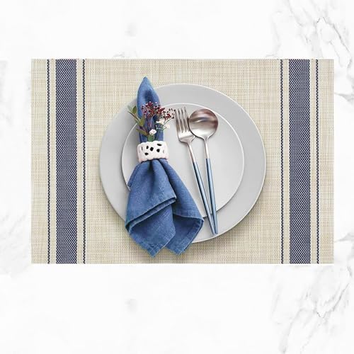 Set de table élégant bleu au tissage texturé premium pour table chic