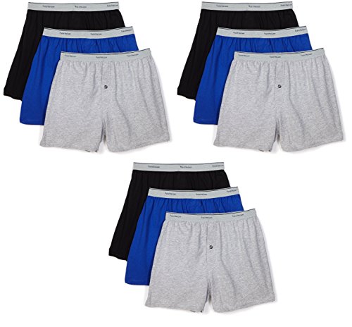 Fruit of the Loom Men's Assorted 9-Pack Knit Boxers Underwear Boxer Shorts, 3X-Large