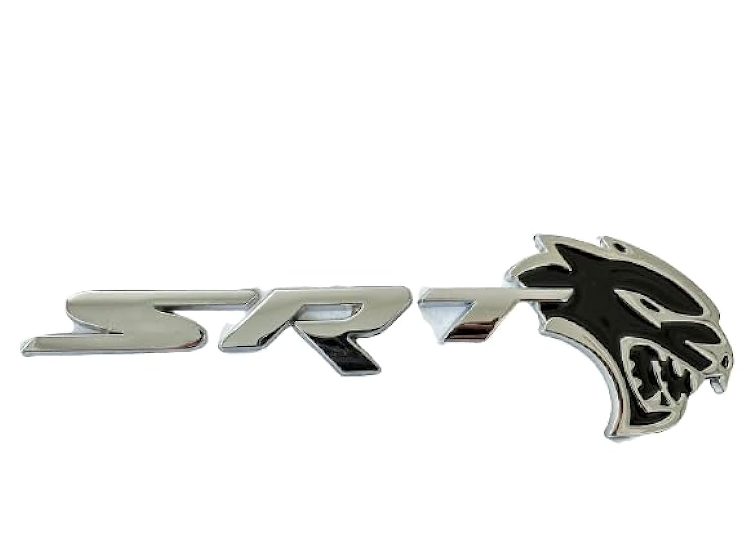 SRT Hell-Cat Emblem Metal Badge (Large Size) (Silver writting and a black head)