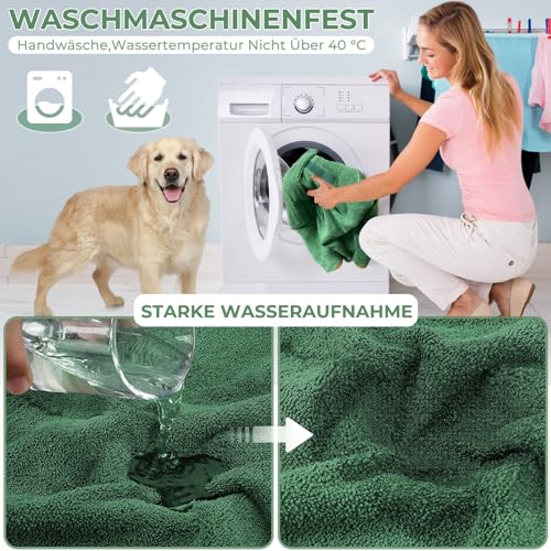 Bibykivn Bademantel für Hunde aus Mikrofaser, Handtuch für Hunde, schnell trocknend, saugfähig, mit Klettverschluss, verstellbar, für Haustiere und Katzen (Grün, M)